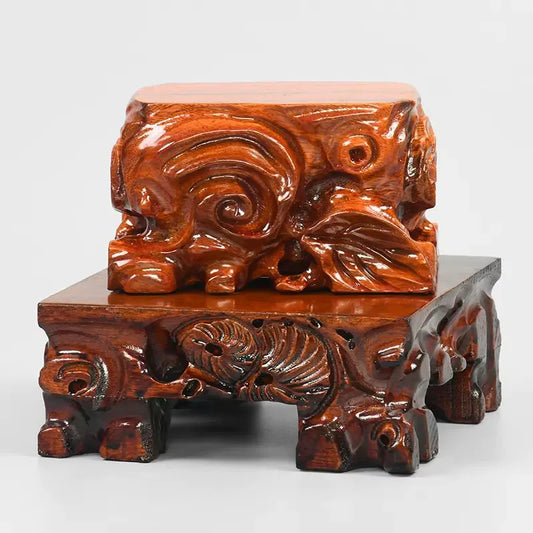 Solid wood root carving, strange stone base, aquarium handicraft, vase pot, antique Buddha statue, rectangular ornament bracket