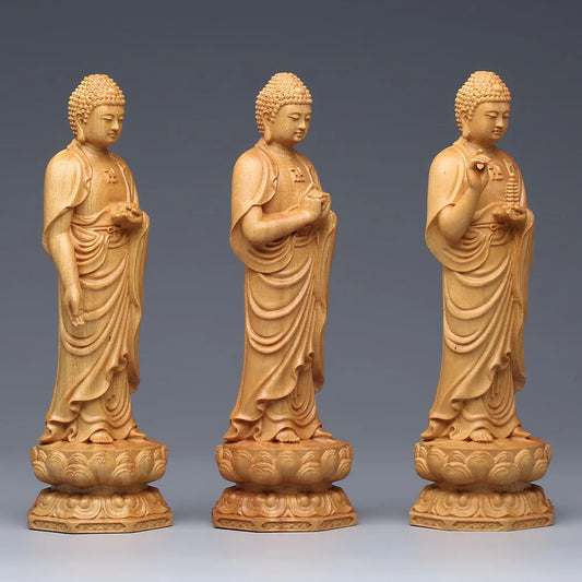Southeast Asian solid wood Buddha statue decoration Medicine Buddha, Sakyamuni statue Hand Carved Home feng shui statue