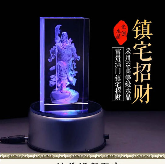 Special Offer 15CM LARGE HOME shop office company business 3D crystal God of Wealth Guan Gong Fortune Talisman statue