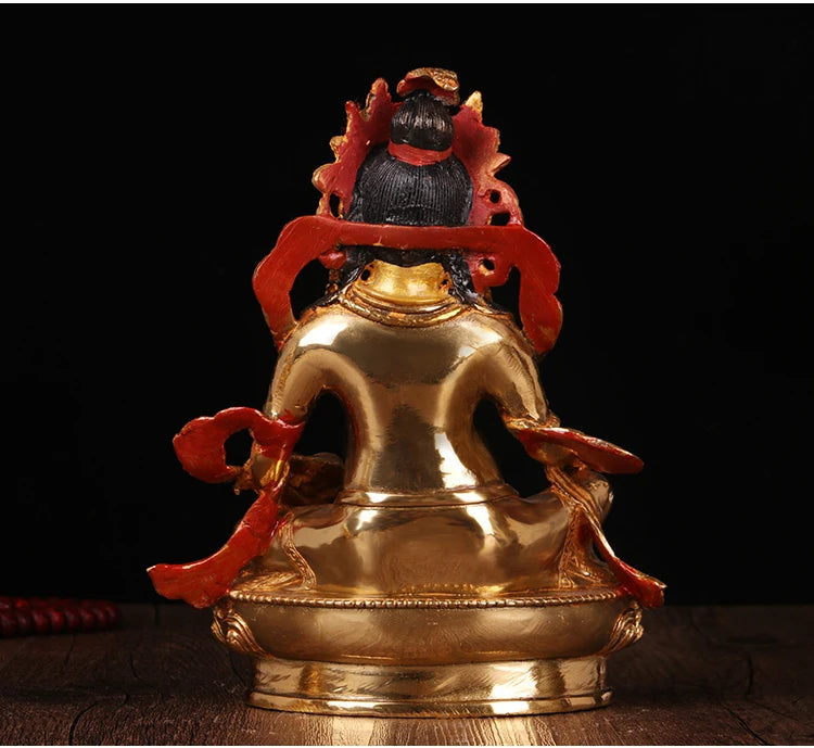 Special Offer 20CM HOME family Talisman # Buddhism full Gilding Gold-plated Yellow Jambhala Zambala Buddha statue