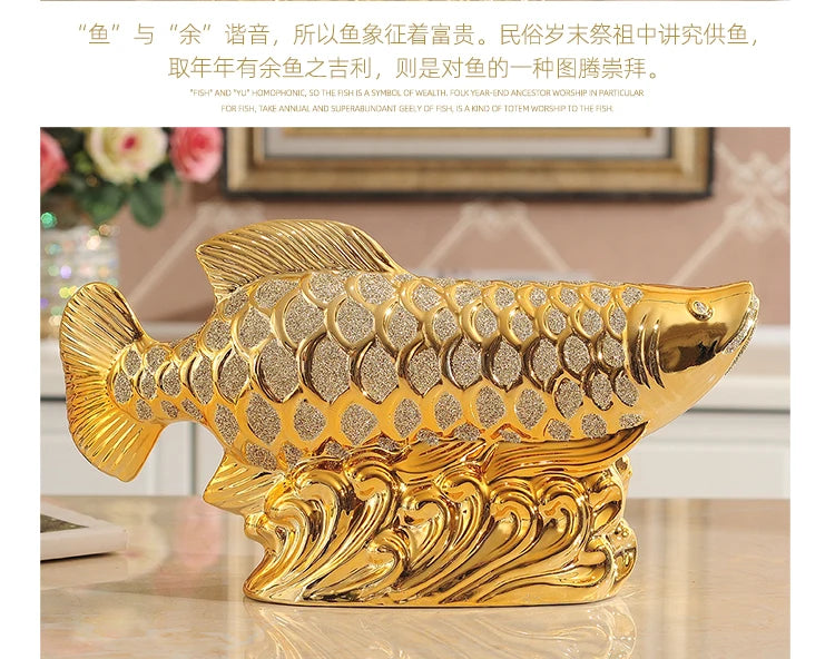Special Offer home decor store Company SHOP Efficacious Talisman Money Drawing Arowana Gold Dragon Fish FENG SHUI ART statue