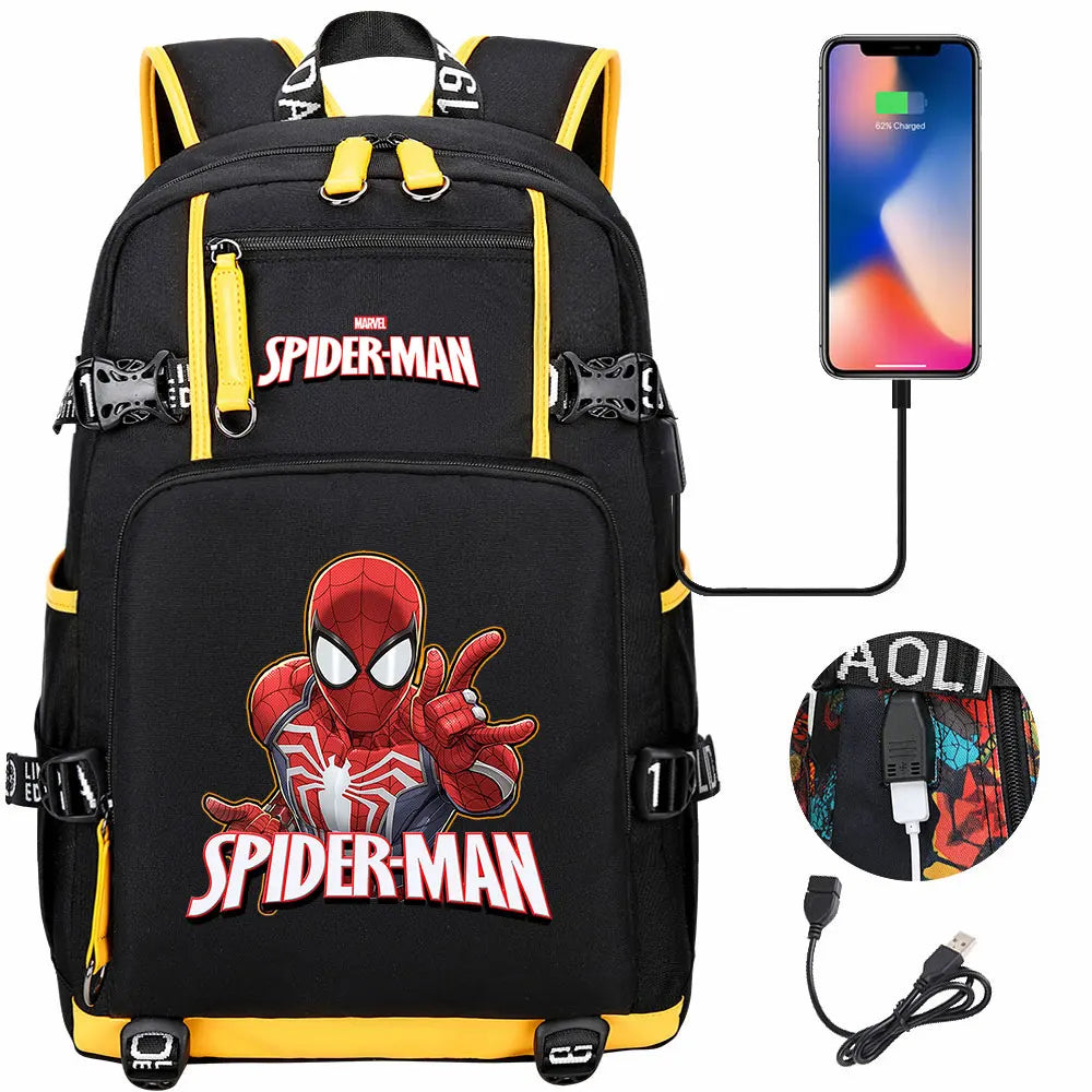 Spiderman USB Teenagers Schoolbags Women Men Laptop Travel Backpack Girl Boys Kids School Book Bags