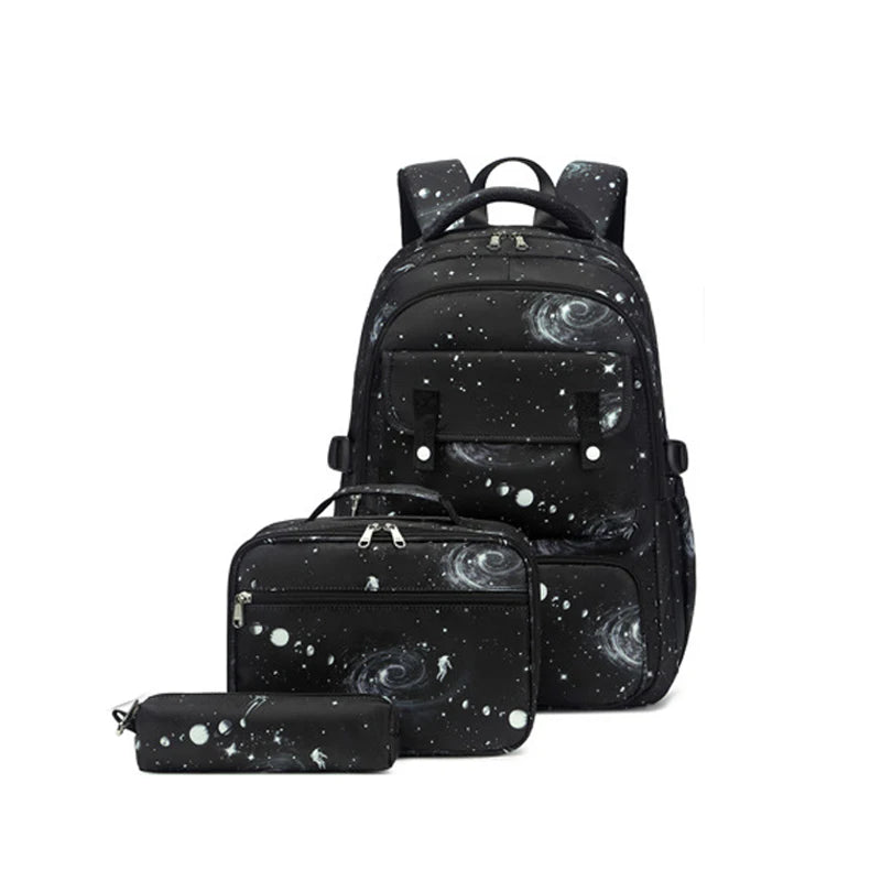Starry sky Children's School bags School Backpack for Students Boy Kids Backpack With Lunch Bag Pencil Cases
