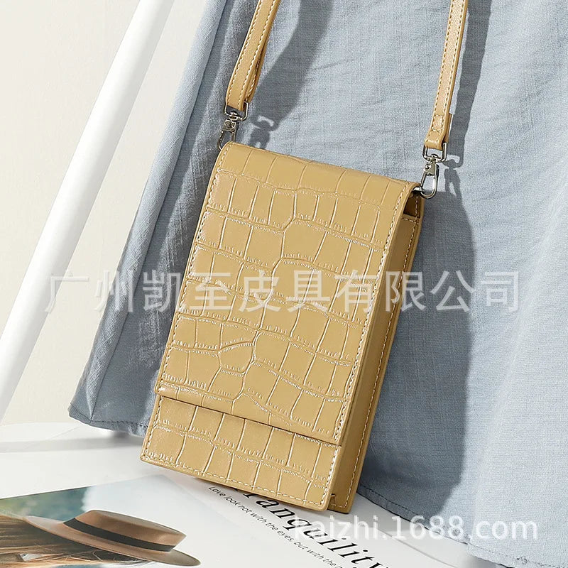 Stone Pattern Mini Flap Phone Bags for Women Lady Crossbody Bag Large Capacity Retro Designer Luxury Blue Brown Messenger Bags