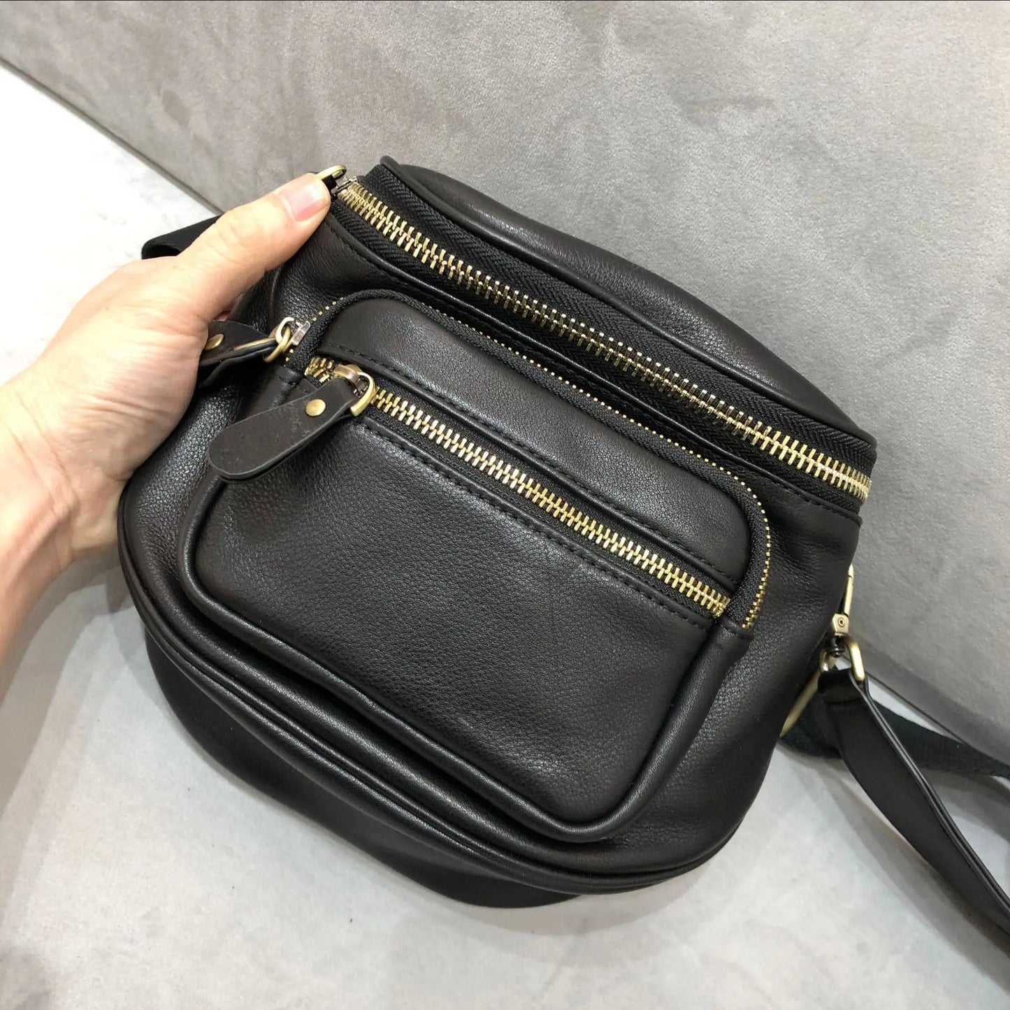 Street Punk Rivet Design Genuine Leather Chest Crossbody Bag Female High Quality Cowhide Shoulder Bags Women Bolsa Feminina