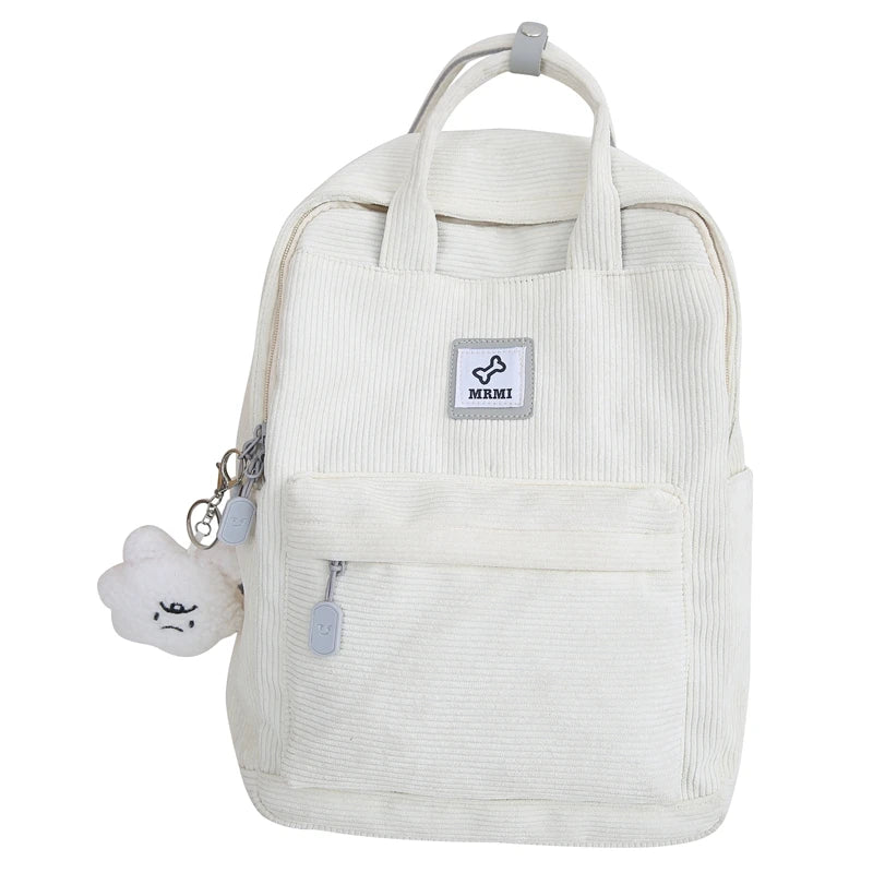 Stripe Cute Corduroy Woman Backpack Schoolbag For Teenage Girls Boys Small Harajuku Female College Bag Student Lady Book Pack