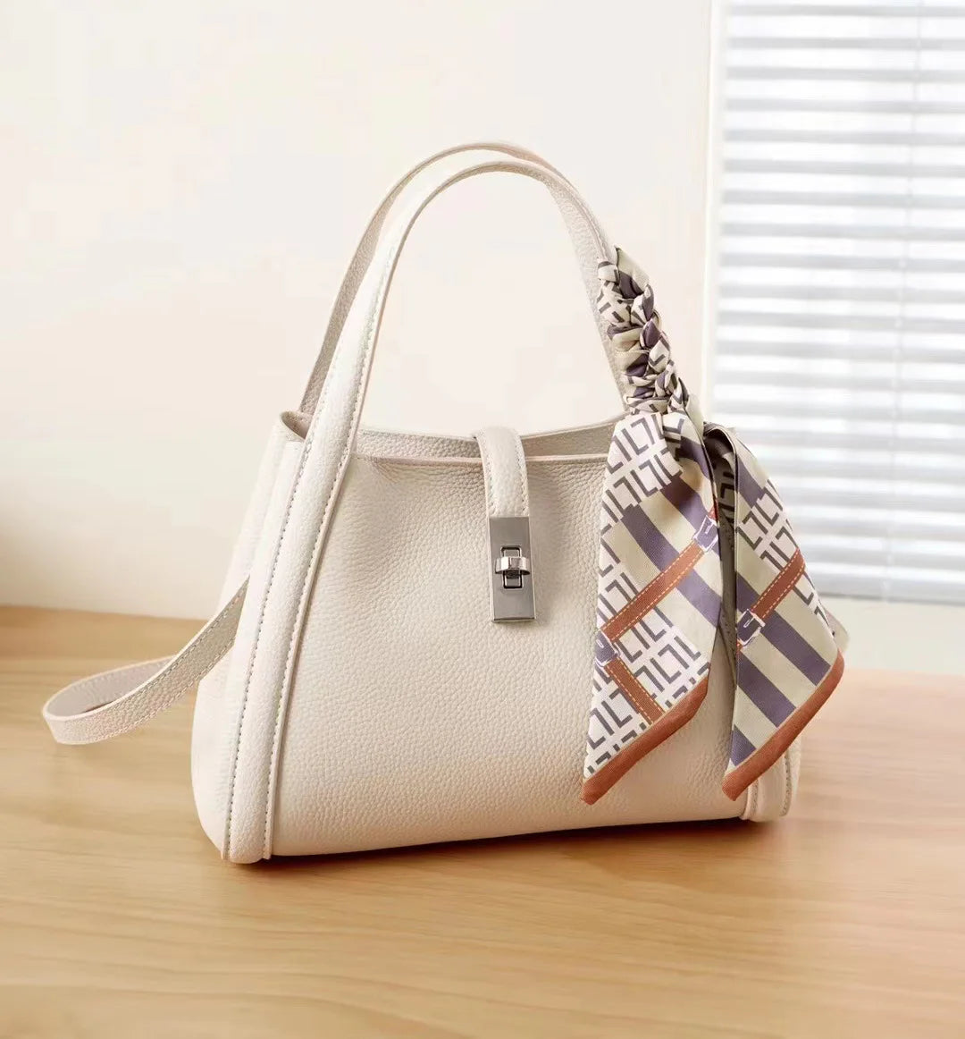 Stylish Genuine Leather Handbag Lady 2024 New Women Large Capacity Portable Crossbody Tote Bags Commuter All-match Purses Clutch