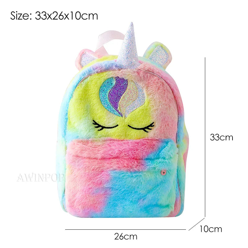 Sweet Unicorn Plush School Backpack for Girls Kindergarten Cartoon School Bags Cute Backpack Back To School Mochila Escolar Nina