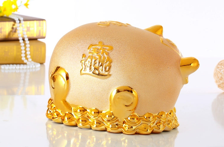 Gold pig sculpture piggy bank gift creative piggy bank, parlor shop home decor giving gift to children's room decorations