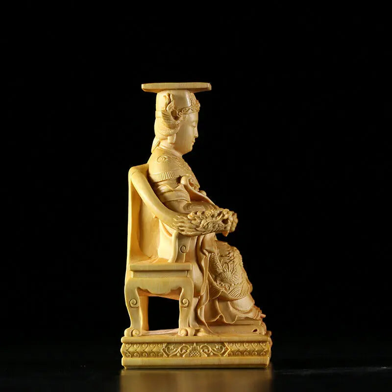 TJ119ca - 10*5.6*5 CM Detailed Carved Boxwood Carving - Goddess Matsu