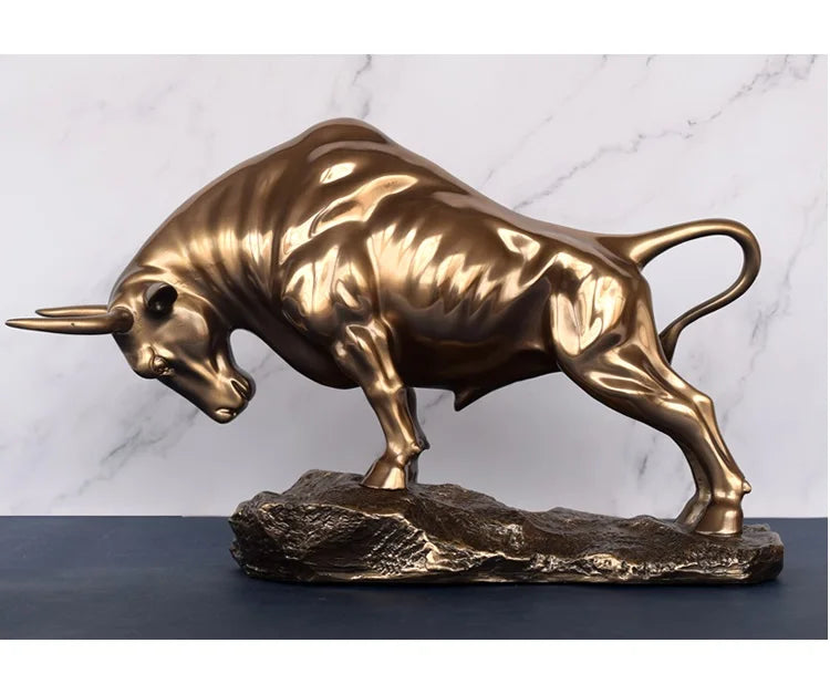 TOP ART Home store Company SHOP Decor ART stock market financial business bring wealth GOOD LUCK Success Wall Street Bull Statue