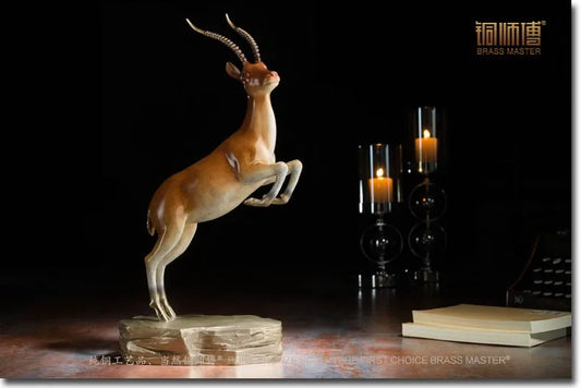 TOP ART collection - home LIVING ROOM Decor RETRO Tibetan antelope ART bronze statue sculpture Decoration