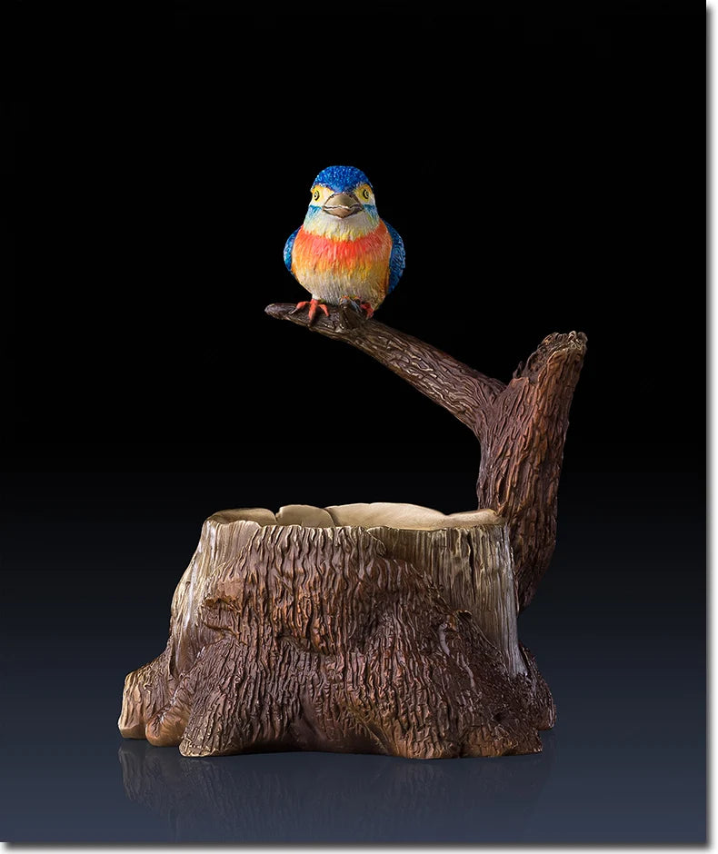 TOP COOL Business Artwork Millionaire office home Money Drawing Good luck Mascot 3D bird Cigar Ashtray incensory copper statue