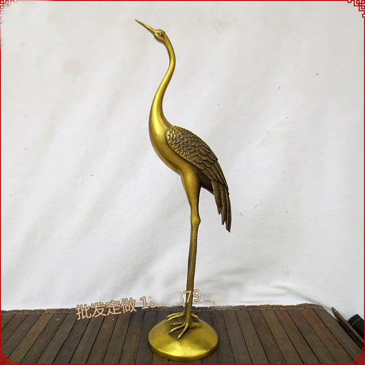 TOP COOL HOME Temple SHOP Money Drawing GOOD LUCK Mascot # Taoism Buddhism GOD Red-crowned crane FENG SHUI Brass statue
