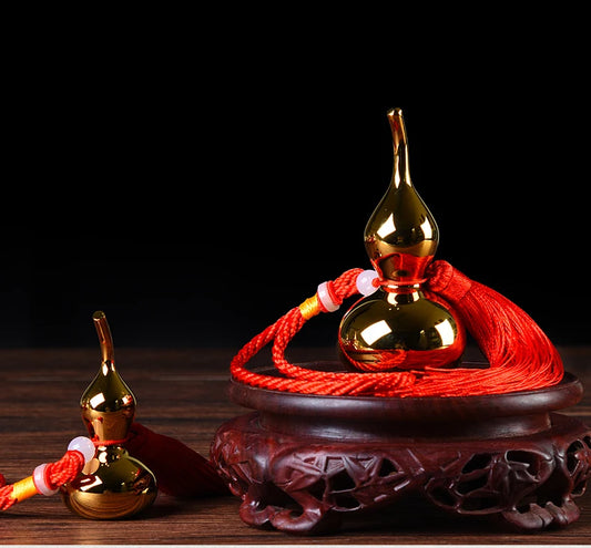 TOP COOL gift Pocket home mascot fortune Mascot Money Drawing FENG SHUI lucky gilding copper cucurbit gourd statue