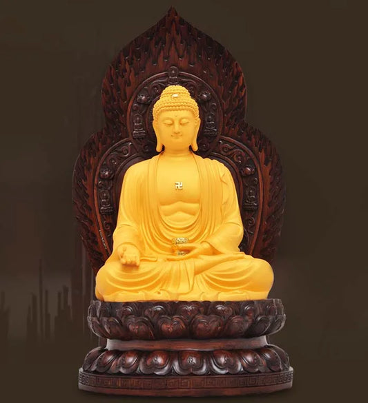 TOP GOOD 30CM large # Greco-Buddhist HOME OFFICE Protection # Southeast Asia GOLDEN Lotus Amitabha Buddha statue- good