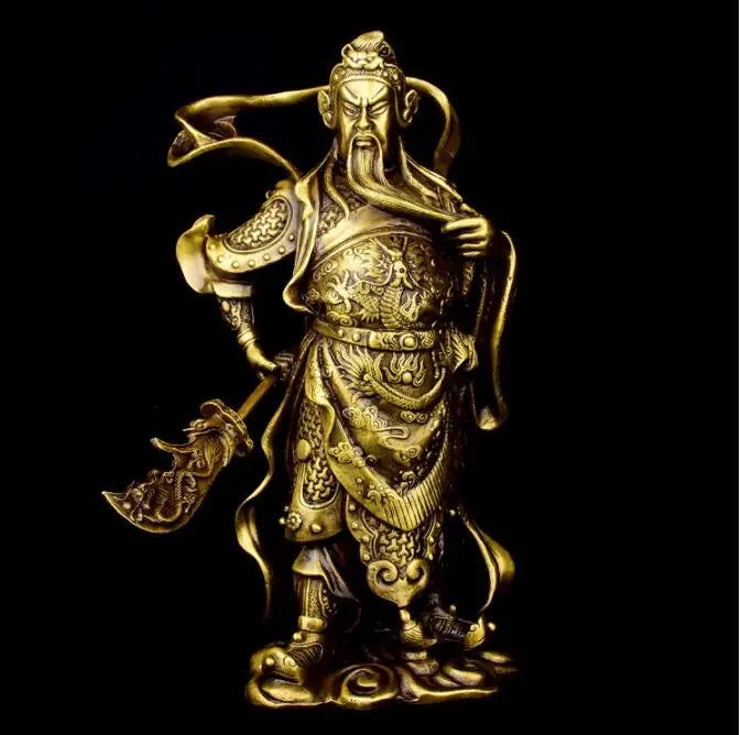 TOP GOOD A pair CAI SHEN -Bring in wealth GOOD LUCK HOME office TOP Money Drawing Mascot # Mammon FENG SHUI Brass statue