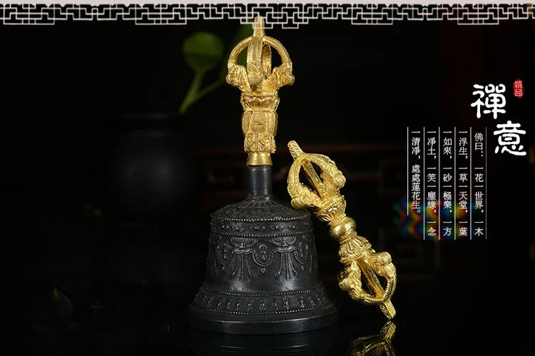 TOP GOOD Buddhist articles Wholesale #HOME office rite Vajra # Tibetan Buddhism ceremonies Jin Gangchu vajra bell statue