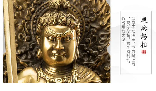 TOP GOOD HOME Temple Company Patron saint guardian GOD Buddhism Exorcism Acalanatha BU DONG MING WANG Buddha brass statue 27CM