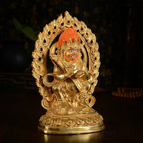 TOP GOOD HOME family Talisman Buddhism full Gilding Gold-plated Two arm Maha Gala Buddha statue