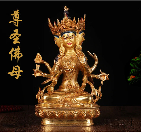 TOP GOOD HOME family efficacious Talisman Buddhism full Gilding Gold-plated Namgyalma Kong Kim Buddha statue