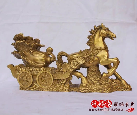 TOP GOOD home LIVING ROOM protective-efficacious Money Drawing success HORSE bronze Brass statue sculpture Decoration