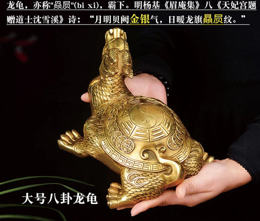 TOP GOOD home -guarding exorcising Talisman House Protection Money Drawing Dragon Turtle FENG SHUI Brass statue 25 CM large