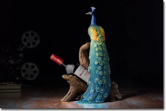 TOP GOOD # home office best Decoration 3D bird peafowl Peacock red Wine rack brass statue