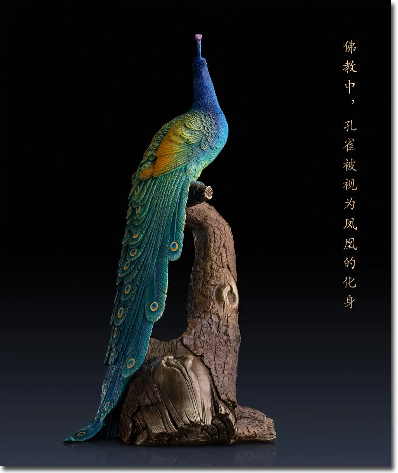 TOP GOOD # home office best Decoration 3D bird peafowl Peacock red Wine rack brass statue