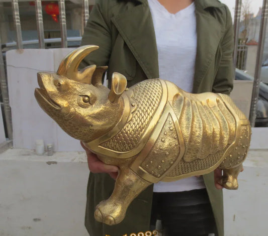 TOP GOOD large office SHOP TOP Money Drawing GOOD LUCK Rhinoceros Mascot # Equity Stock market FENG SHUI Brass statue
