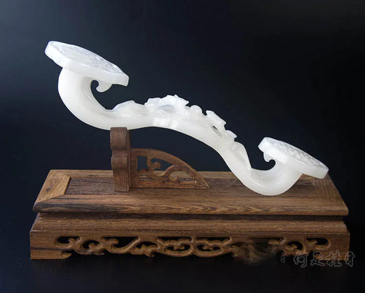 TOP GOOD office home Mascot efficacious Talisman Money Drawing Fortune WHITE JADE RUYI FENG SHUI Sculpture statue