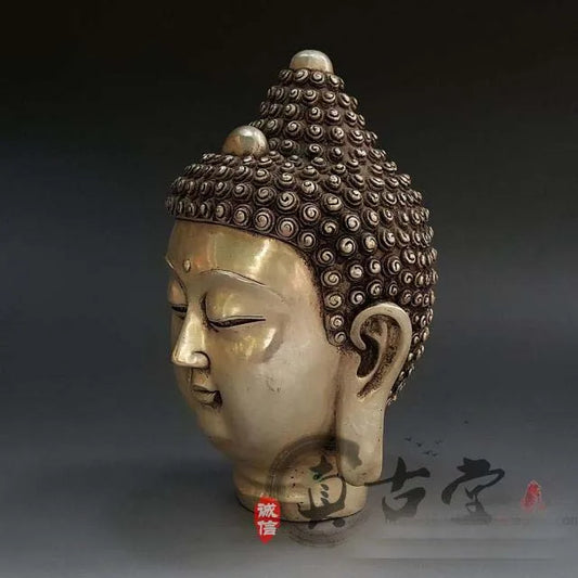 TOP collection # Home OFFICE Buddhism art -old Vintage CHINA silver figure of Buddha sculpture CHAN Buddha statue
