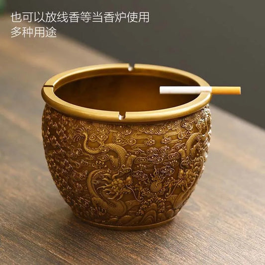 TOP high grade Asia Royal bring wealth Auspicious GOOD LUCK Double Dragon brass Ashtray statue HOME company business BEST GIFT