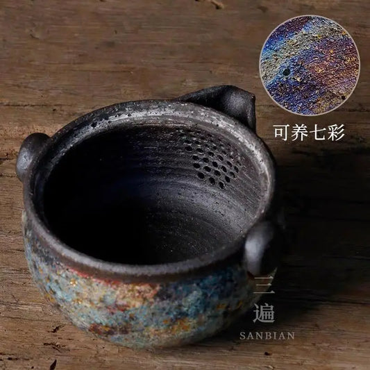 Taiwan Rock Mine Colorful Aquarius Pot Japanese Handmade Retro Stoneware Teapot Stoneware Tureen Hand-Held Teapot