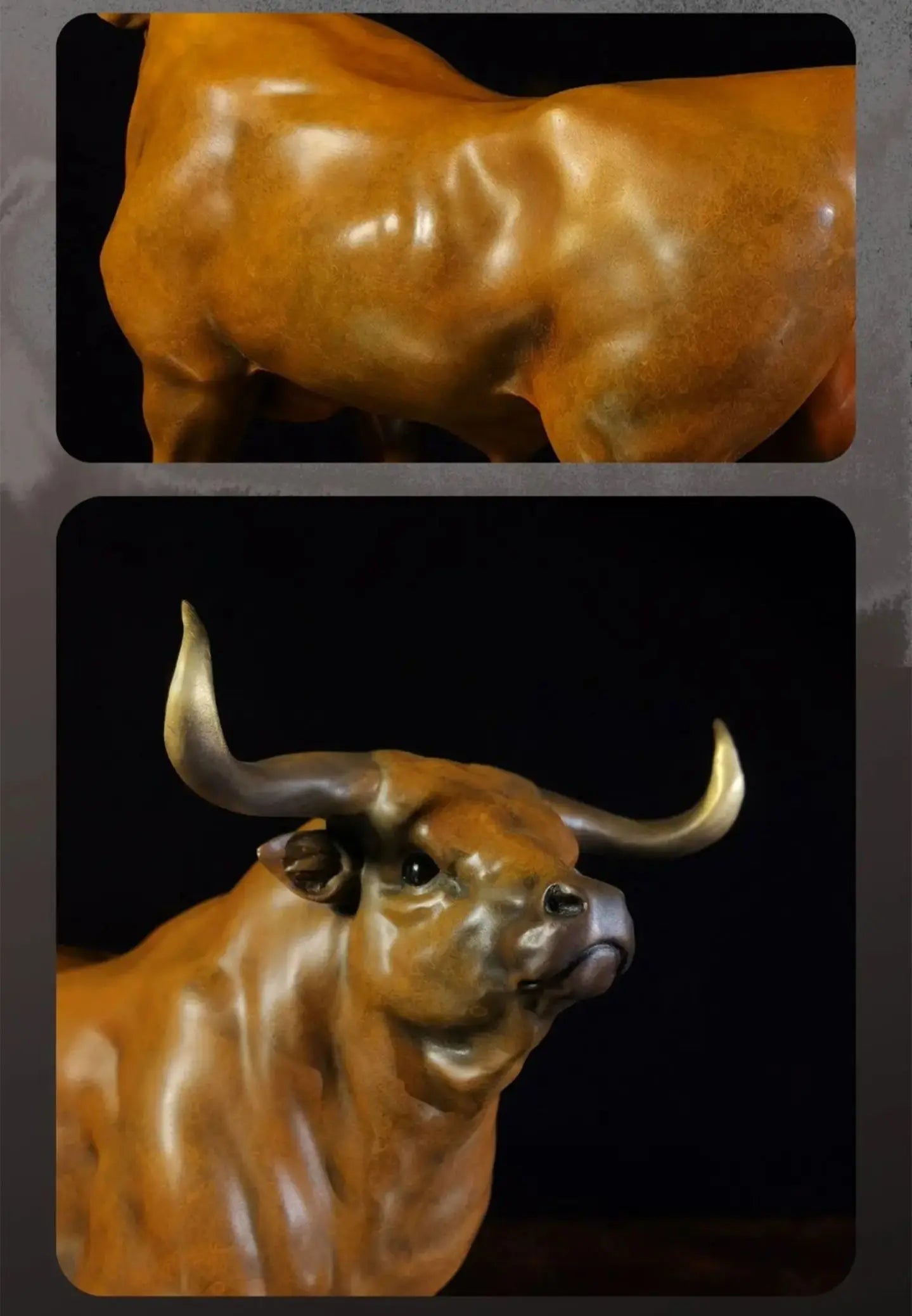 The Rise Bull Toro Copper Art Sculpture QIbronze Crafts Carving Decoration
