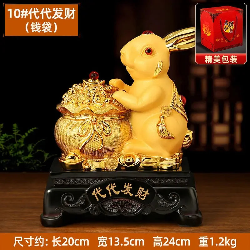 The Zodiac Bunny Display Golden Rabbit Fortune Rabbit Capital Tibetan Office Living Room Wine Cabinet Decor