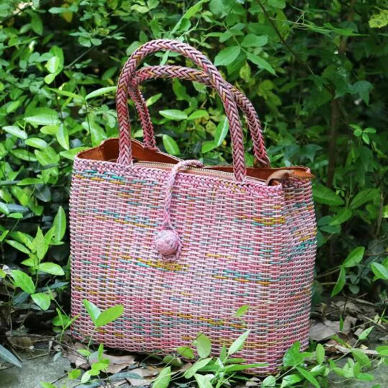 The first layer of cowhide hand woven buttons design shoulder bag leather crossbody bag women