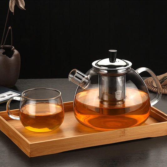 Thickened Glass Teapot With Stainless Steel Infuser Clear Kettle Heat Resistant Tea Pot Teaware For Making Coffee 800 /1500ml