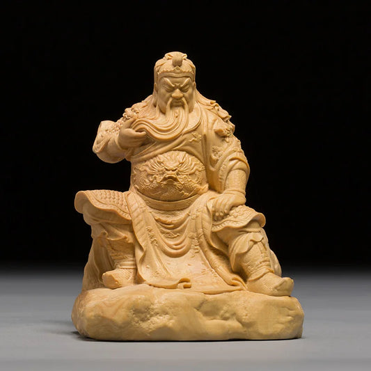 Three Kingdoms Guan Yu Statue Wood Figurines Historical Figure Collection Art Hand Carve Guandi Decorations