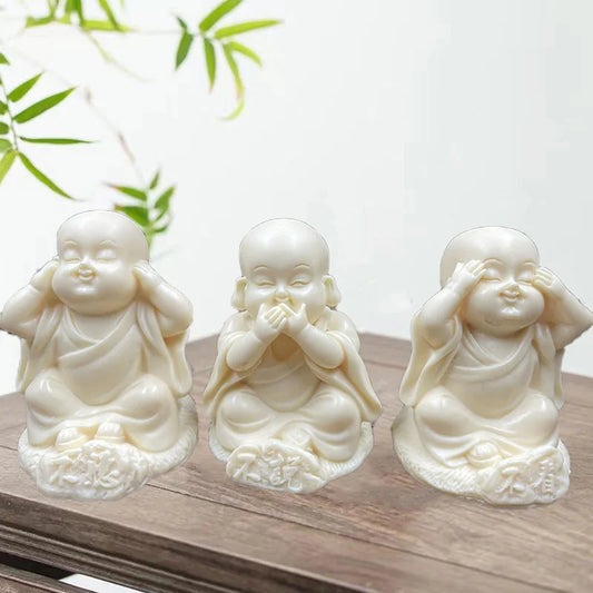 Three Little Monks Characters Statue Don't say, Don't look, Don't listen Art Sculpture Cute Home Room Office Car Decorations