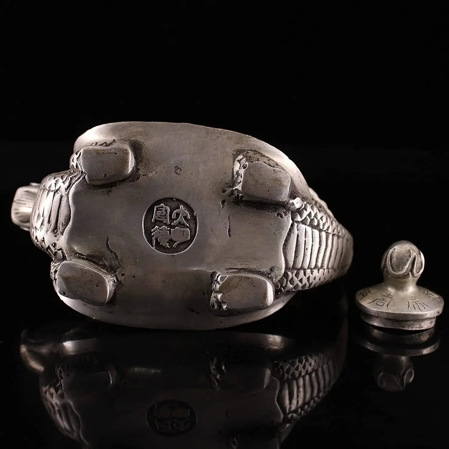 Tibet Temple Collection Old Bronze Gilt Silver Mosaic Gem Dragon Turtle Statue Faucet Flagon Kettle teapot Ornaments Town House
