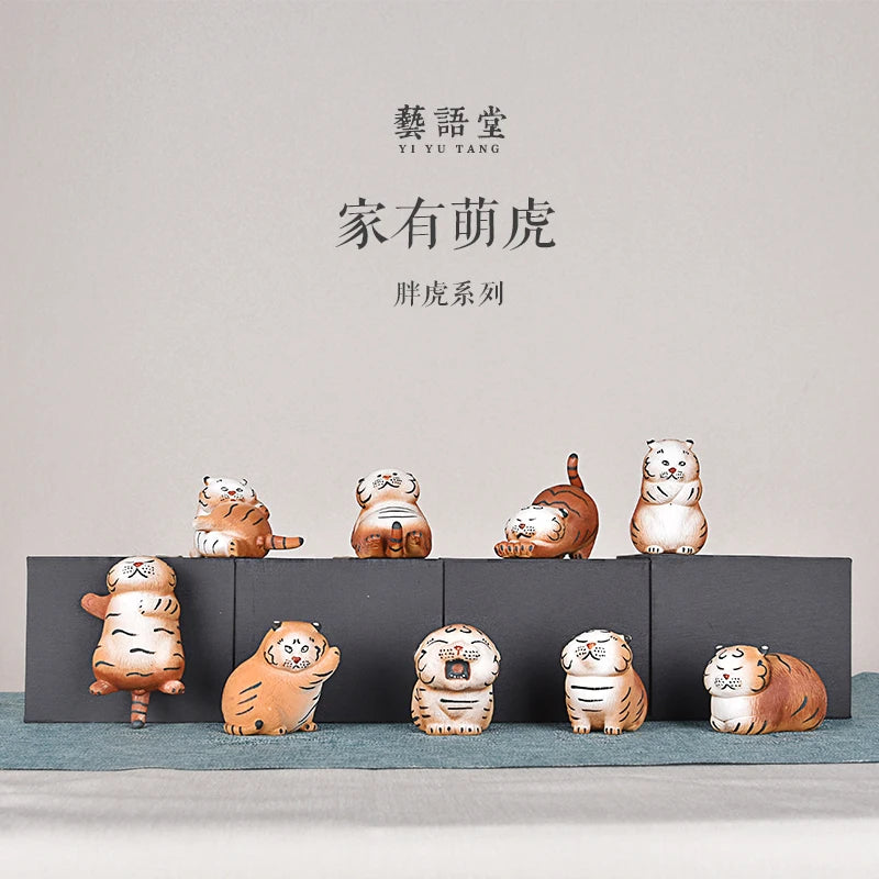 Tiger Tea Set Purplue Sand Tea Pet Decoration Goda Takeshi Cartoon Creative Handmade Boutique Supportable Zen Tea Ceremony Acces