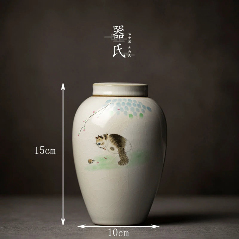 Tin long ceramic tea cans small Pu'er tea sealed storage cans high-end tea packaging gift box universal customization