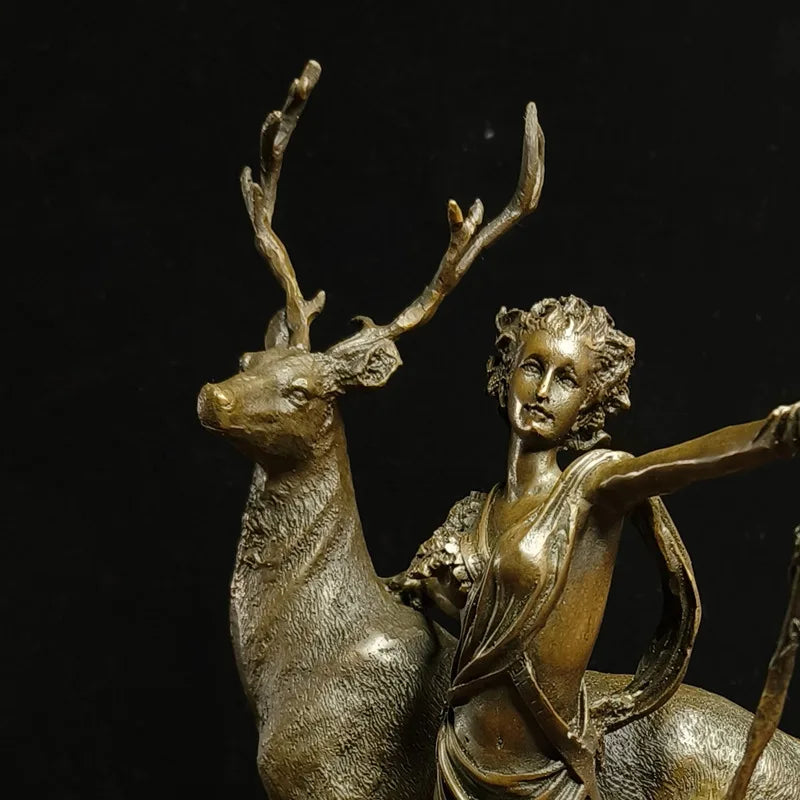 Toperkin Female Metal Figurine Artemis, goddess of nature Bronze Statue Home Decor Sculptures TPY-507
