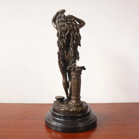 Toperkin Female Metal Figurine Beauty Lady Bronze Statue Home Decor Sculptures TPY-008