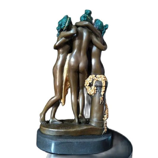 Toperkin Female Metal Figurine The Three Fates Bronze Statue Home Decor Sculptures TPY-507