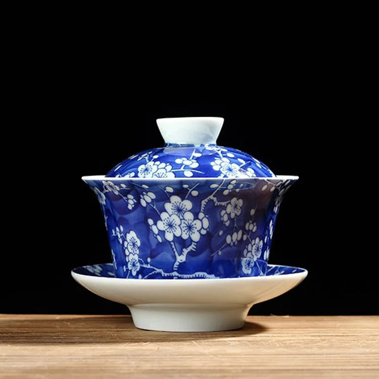 Transparent white ceramic cover bowl, handmade white porcelain thin fetuses, tea bowl, kungfu tea, handmade tea bowl
