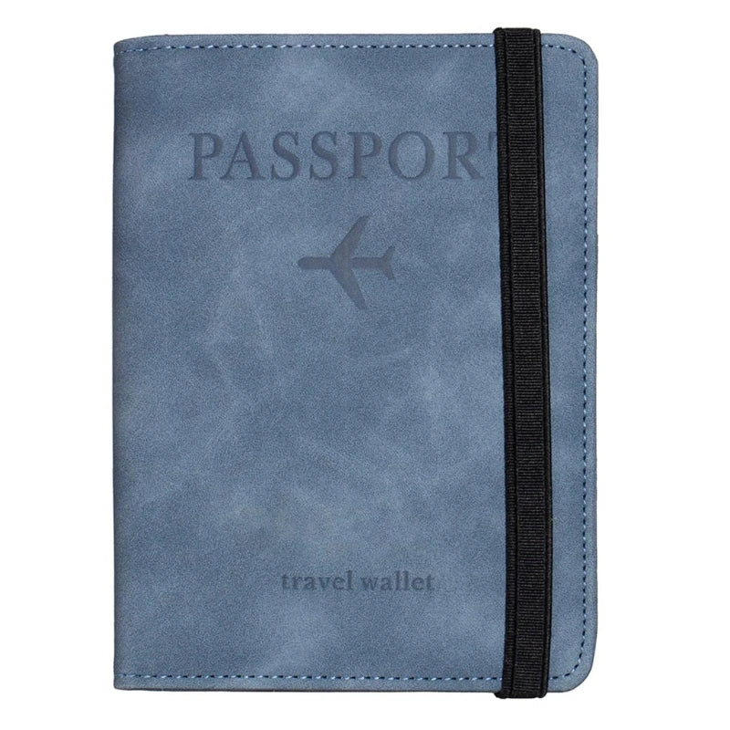 Travel Passport Holder PU Leather Case Cover Radio Frequency Identification Blocking Slim Credit Card Wallet Family Storage Orga