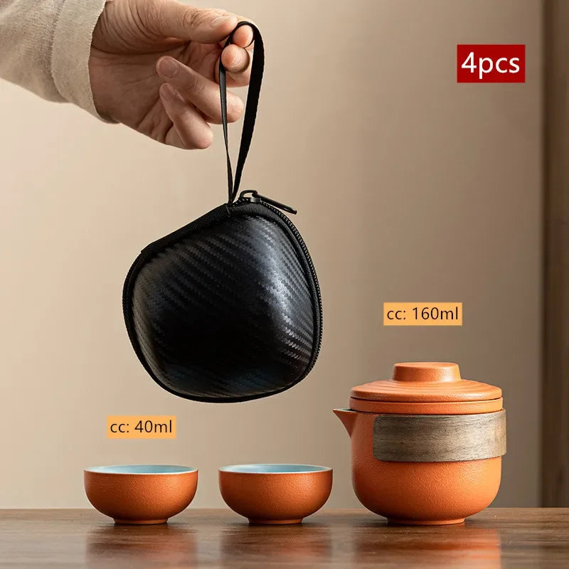 Travel Portable Chinese Tea Set Outdoor Teacup Tea Infuser Suit Exquisite Glass Gaiwan Teaware Sets Tea Ceremony Drinkware
