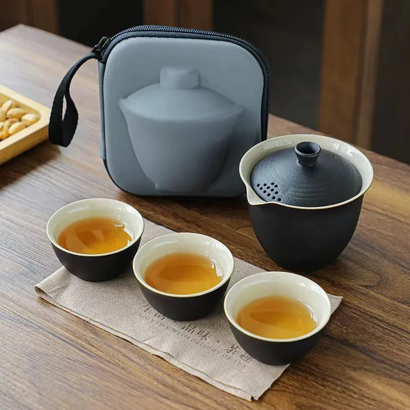 TravelTea Set Portable Outdoor Camping Tea Making Tool Single Kung Fu Teaware Sets The Best Gift for Tea Culture Lovers Gift Set
